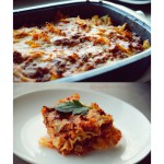 “Lasagne ekspresowe” kokardki z sosem pomidorowym i beszamelem